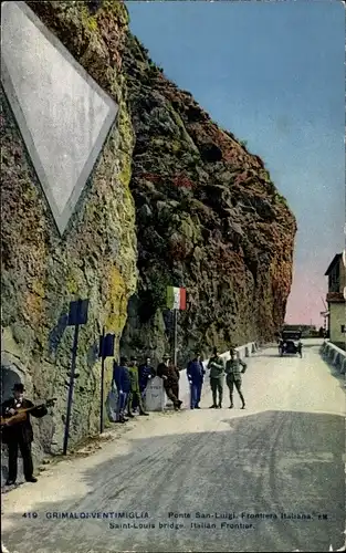 Ak Grimaldi di Ventimiglia Liguria, Ponte San Luigi, Frontiera Italiana, Grenze