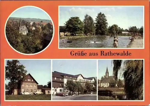 Ak Rathewalde Hohnstein, Teilansicht, Freibad, Hocksteinschänke, FDGB Vertragshaus Fortschritt