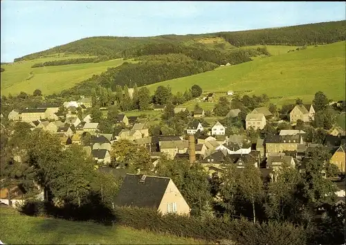 Ak Pöhla Schwarzenberg im Erzgebirge Sachsen, Blick auf den Ort mit Umgebung