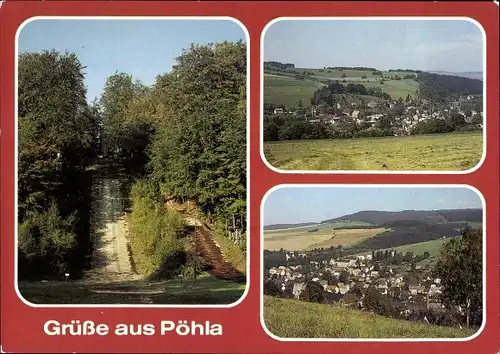 Ak Pöhla Schwarzenberg im Erzgebirge Sachsen, Blick auf den Ort mit Umgebung