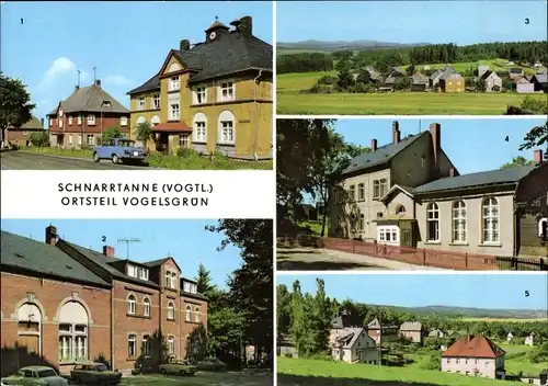 Ak Vogelsgrün Schnarrtanne Auerbach im Vogtland, Gemeindeamt, Ferienheim, Teilansicht, Kurheim