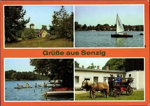 Ak Senzig Königs Wusterhausen, Krimnicksee, Badestelle am Krüpelsee, historische Feuerwehr