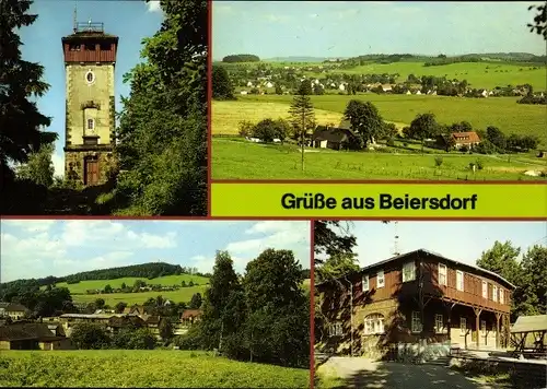Ak Beiersdorf Landkreis Görlitz, Aussichtsturm auf dem Bieleboh, Übersicht, Berggaststätte