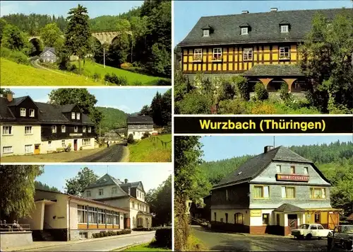 Ak Wurzbach im Saale Orla Kreis, Viadukt im Sormitztal, FDGB Erholungsheim Rudi Arnstadt, Rathaus