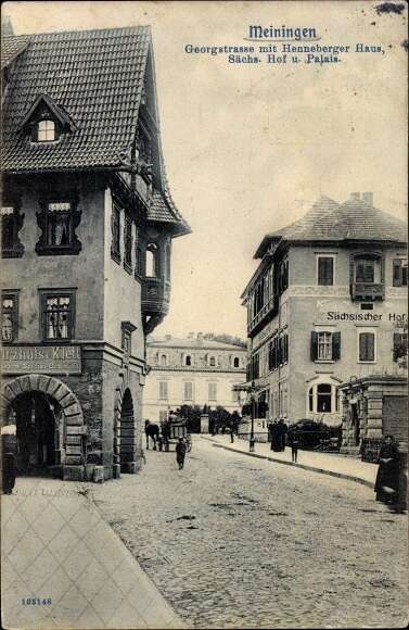 Ak Meiningen In Sudthuringen Blick Auf Die Georgstrasse