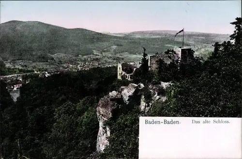 Ak Baden Baden im Stadtkreis Baden Württemberg, Blick zur Ruine vom alten Schloss