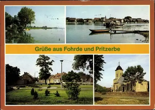Ak Fohrde Havelsee Havelland, Pritzerbe, Havelfähre, Dorfkirche, Teilansicht, Fohrder See