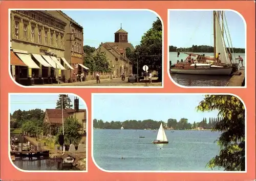 Ak Storkow in der Mark, Altstadt, Geschäfte, Storkower See, Partie an der Schleuse, Segelboote