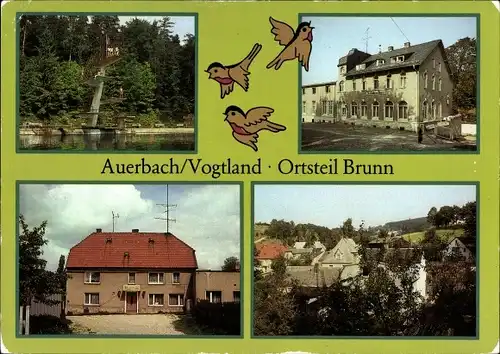Ak Brunn Auerbach im Vogtland, Waldbad, Gaststätte Grünes Tal, Ferienheim des Großhandel Kombinat