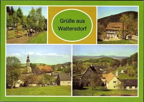 Ak Waltersdorf Großschönau Oberlausitz, Gaststätte Grenzbaude, Kirche, Butterberg, Parkanlage