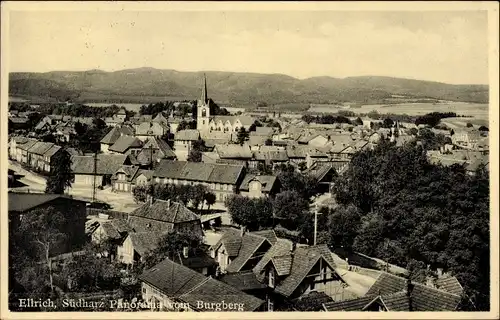 Ak Ellrich Harz Thüringen, Panorama vom Burgberg, Kirche