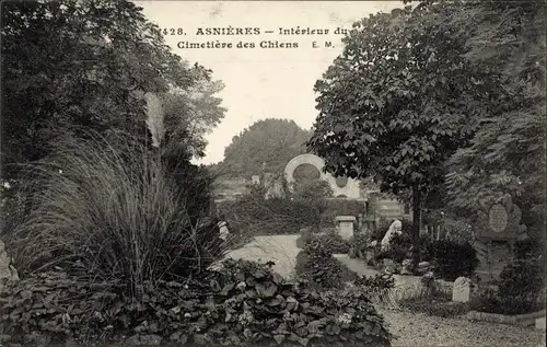 Ak Asnières sur Seine Hauts de Seine, Interieur du Cimetiere des Chiens, Hundefriedhof