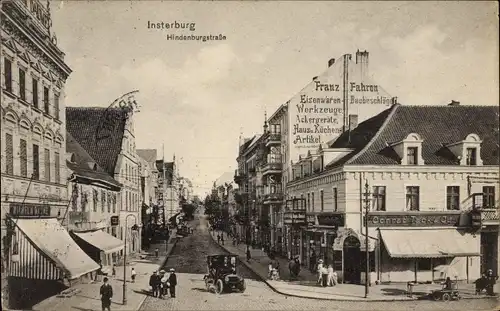 Ak Tschernjachowsk Insterburg Ostpreußen, Hindenburgstraße,Conrad Tack & Cie.,Geschäft Wilhelm Daume