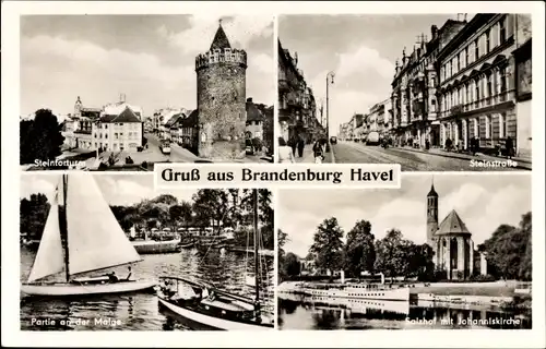Ak Brandenburg an der Havel, Stadtansichten, Steinforturm, Steinstraße, Salzhof, Johanniskirche