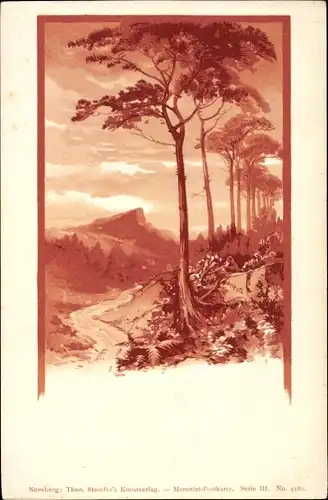 Litho Theo Stroefer Serie III. Nr 5182, Monotint, Landschaft