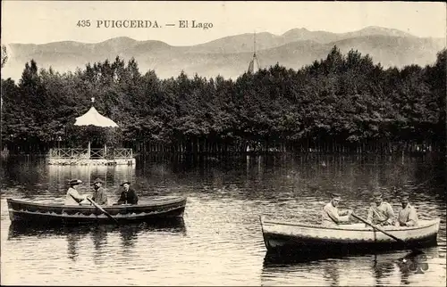 Ak Puigcerda Katalonien, El Lago, Ruderboote