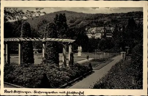 Ak Bad Kissingen Unterfranken Bayern, Rosengarten mit Hotel Fürstenhof