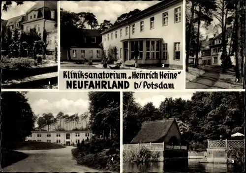 Ak Neu Fahrland Potsdam, Kliniksanatorium Heinrich Heine, Rosengarten, Badehaus, Waldhaus