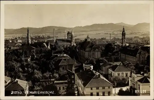 Foto Ak Zittau in der Oberlausitz, Stadtpanorama, Marienkirche