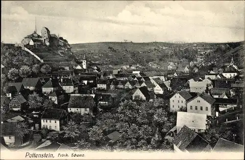 Ak Pottenstein im Kreis Bayreuth Oberfranken, Panorama vom Ort
