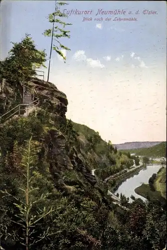 Ak Neumühle an der Weißen Elster Thüringen, Blick nach der Lehnamühle, Aussichtspunkt