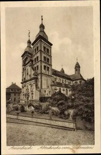Ak Amorbach Unterfranken, Abteikirche von Südwesten