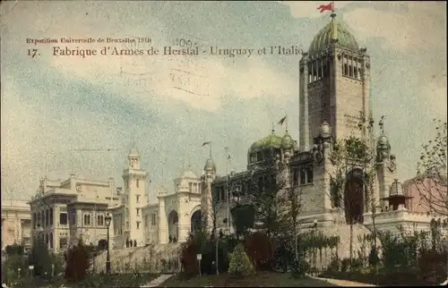 Ak Bruxelles Brüssel, Fabrique d'Armes de Herstal, Uruguay et l'Italio, Exposition Universelle 1910