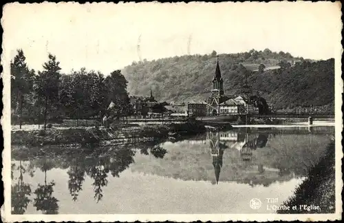 Ak Tilff Liège Lüttich Wallonien, L'Ourthe et l'Eglise, Flusspartie, Kirche