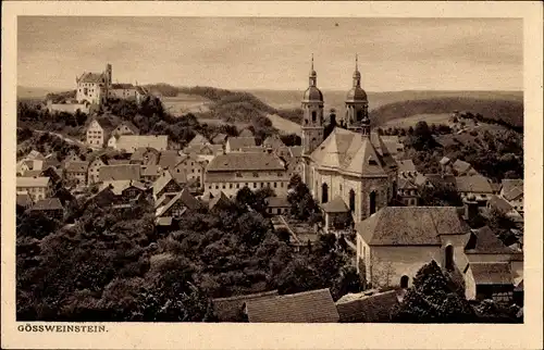 Ak Gößweinstein im Kreis Forchheim Oberfranken, Totalansicht der Ortschaft, Kirche, Schloss