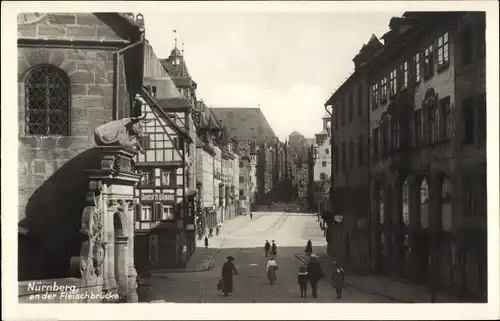 Ak Nürnberg in Mittelfranken Bayern, Partie an der Fleischbrücke, Fachwerkhaus, Dentist H. Ullmann
