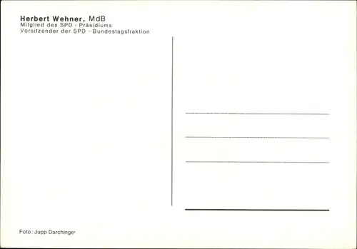 Ak Herbert Wehner, MdB, Vorsitzender der SPD Bundestagsfraktion