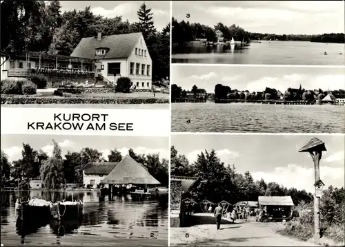 Ak Krakow am See im Kreis Rostock, HO Gaststätte Jörnberg, Fischerhaus, Waldschenke, Panorama 