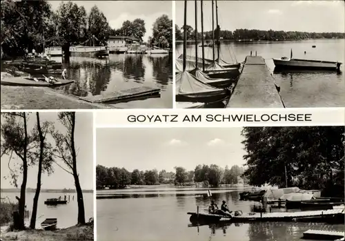 Ak Goyatz Schwielochsee Oberspreewald, verschiedene Ansichten vom See, Boote