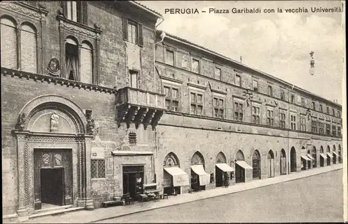 Ak Perugia Umbria, Piazza Garibaldi con la vecchia Universita