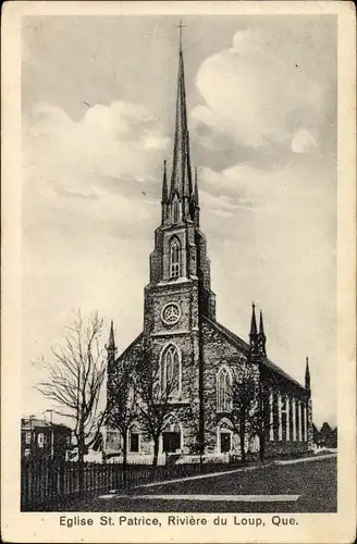Ak Rivière du Loup Québec Kanada, Eglise St. Patrice, Blick auf die Kirche