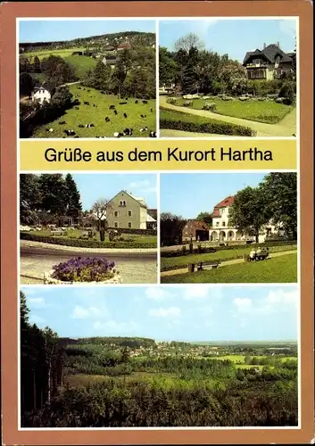 Ak Hartha Hintergersdorf Tharandt im Erzgebirge, Kurplatz, Kurcafé, Kurhaus, Blick auf Hartha