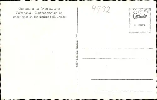 Ak Gronau im Münsterland, Deutsch Holländische Grenze, Schranke, Zollbeamte, Gaststätte Verspohl