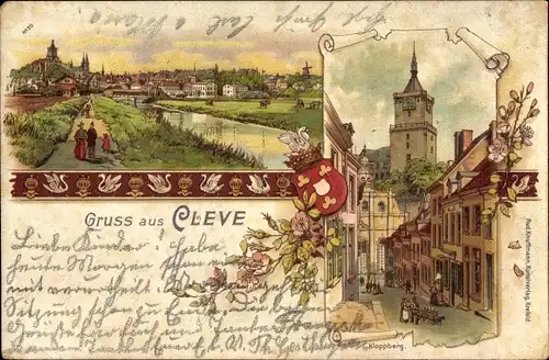 Litho Kleve am Niederrhein, Ortschaft, Kloppberg, Turm