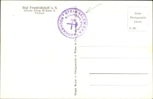Ak Bad Friedrichshall in Baden Württemberg, Schacht König Wilhelm II., Festsaal