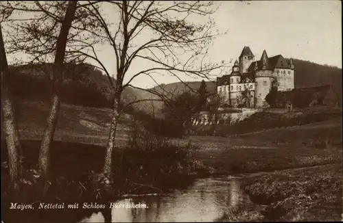 Ak Mayen im Landkreis Mayen Koblenz, Partie am Nettetal mit Schloss Bürresheim