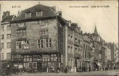 Ak Liège Lüttich Wallonien, Ancienne maison, Quai de la Goffe, Straßenpartie