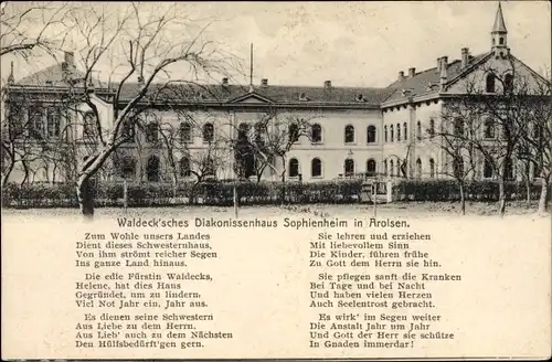Ak Bad Arolsen in Hessen, Waldeck'sches Diakonissenhaus Sophienheim, Gedicht