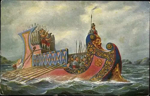 Künstler Ak Rave, Chr., Marine Galerie Nr. 19, Römisches Kriegsschiff, 1. Jhdt. v. Chr. 