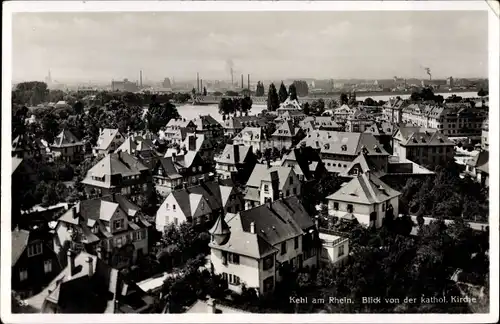 Ak Kehl am Rhein Ortenaukreis Baden Württemberg, Blick von der katholischen Kirche auf den Ort