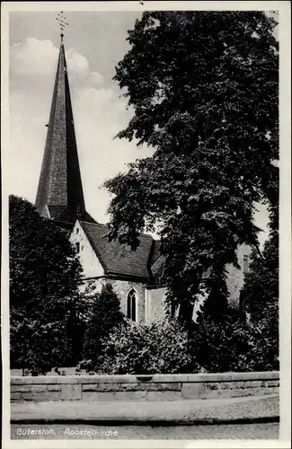 Ak Gütersloh in Westfalen, Teilansicht der Apostelkirche