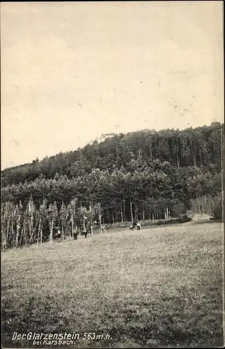 Ak Karsbach im Kreis Main Spessart Unterfranken, Der Glatzenstein, Waldpartie