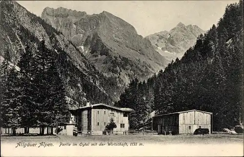Ak Oy Mittelberg Oberallgäu, Partie im Oytal mit der Wirtschaft, Berge