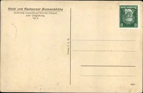 Ak Werder an der Havel, Blick auf die Bismarckhöhe, Salondampfer Friedrich I