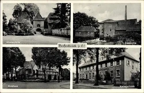 Ak Bersenbrück in Niedersachsen, Klosterpforte, Hasemühle, Kreishaus, Kreissparkasse