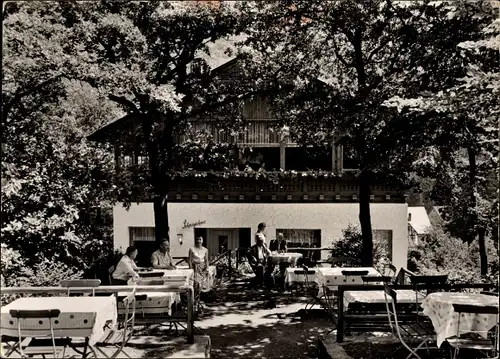 Ak Bad Bertrich in der Eifel, Café und Gaststätte Schweizerhaus, Inhaber E. Klee, Terrassenpartie